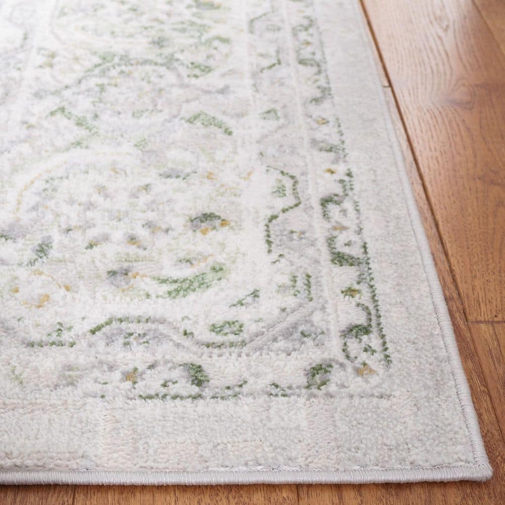 Palma 3' x 3' Beige and Green Oriental Synthetic Rug