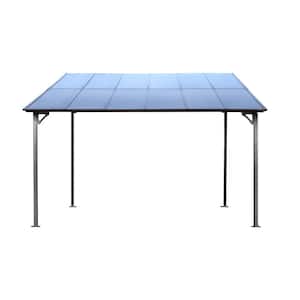 10 ft. x 12 ft. Large Heavy-Duty Outdoor Pergola Gazebo, Wall-Mounted Lean to Metal Awning Gazebo with Roof