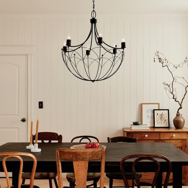 Kichler Topiary 6-Light Black Farmhouse Chandelier