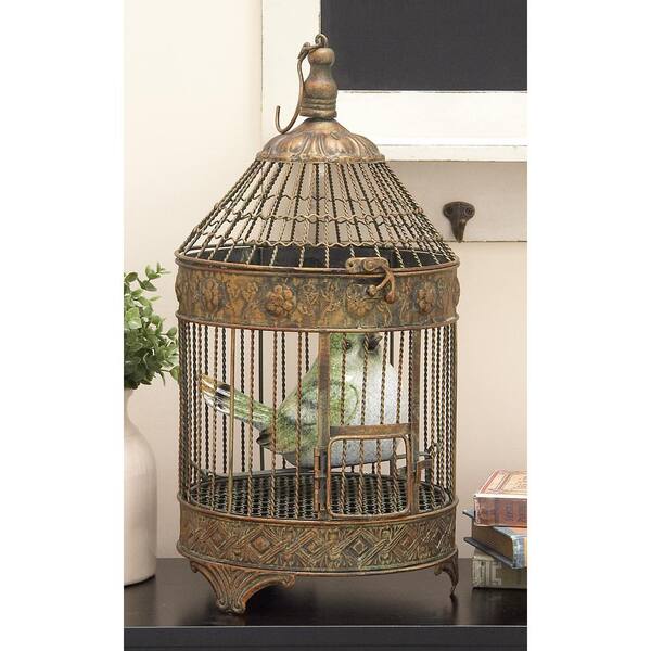 Burnished METAL Bird Cages set of 2  INDOOR OUTDOOR weddings garden ornament 