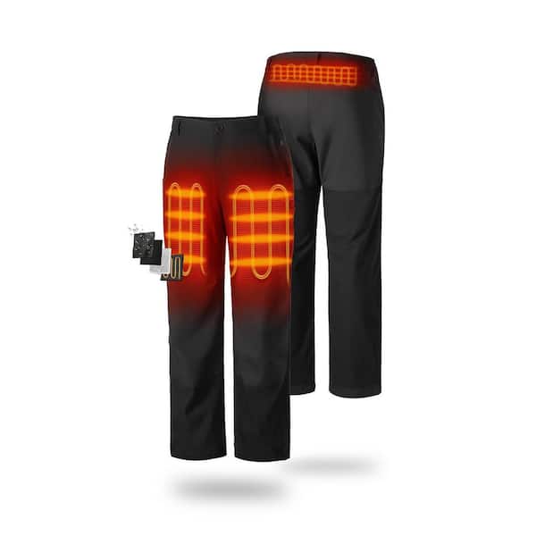 Men's 37 in. x 31.5 in. Black 7.38-Volt Lithium-Ion Fleece Lined Heated Pants with (1) 4.8Ah Battery