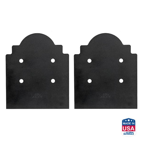 Outdoor Accents Mission Collection ZMAX Black Post Base Side Plate for 10x Lumber (2-Pack)