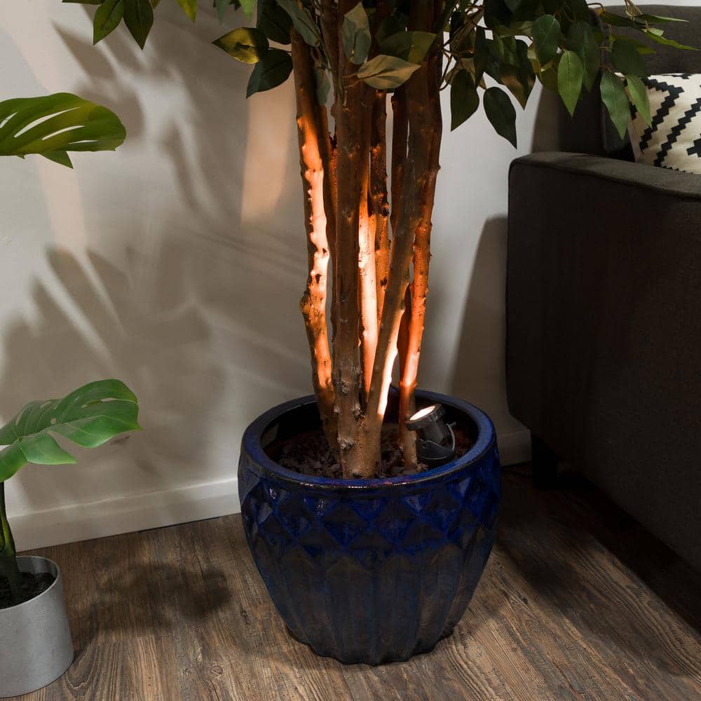 Black Plastic Outdoor Corded Landscape Spotlight with Colored Lenses