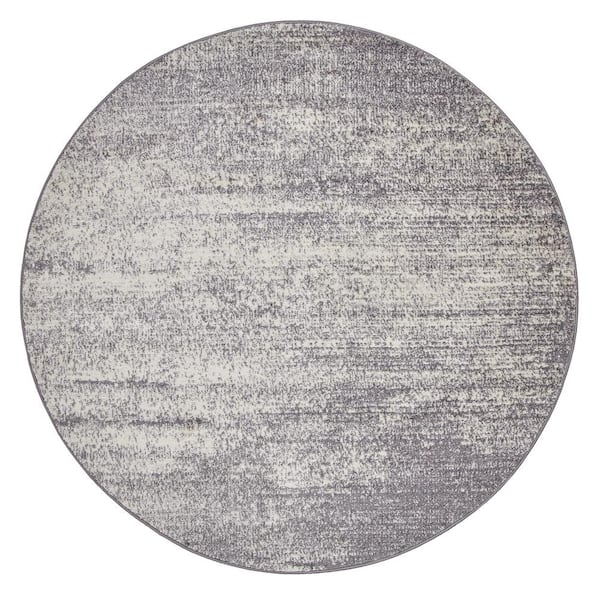 Antep Rugs Florida Gray 8 Ft X 8 Ft Modern Abstract Round Area Rug Saf34gr8r The Home Depot