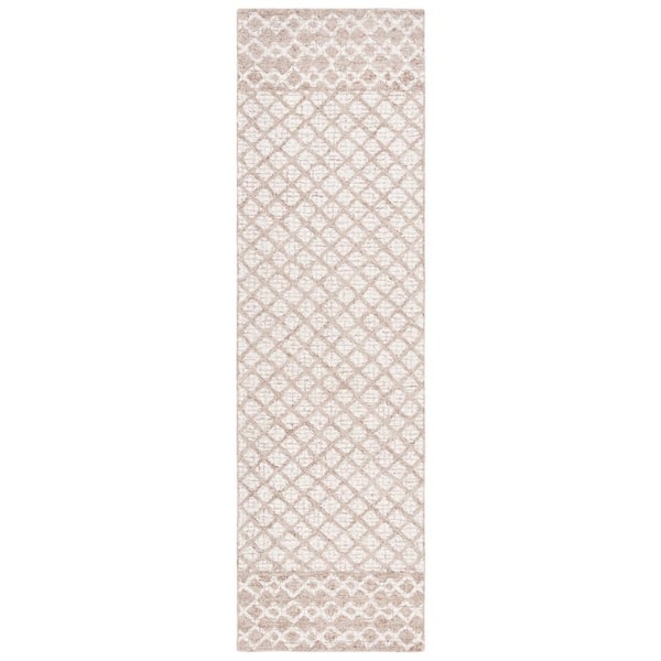 SAFAVIEH Abstract Ivory/Brown 2 ft. x 8 ft. Geometric Distressed Runner Rug