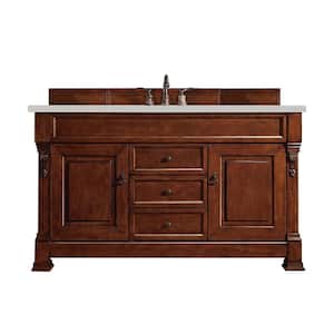 Brookfield 60.0 in. W x 23.5 in. D x 34.3 in. H Single Bathroom Vanity in Warm Cherry with Lime Delight  Quartz Top
