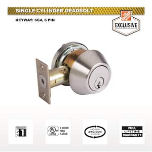 Single Line-Shaped Round Rim Cylinder Door Lock for 4" Thick Doors with Keys 