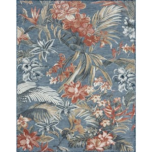 Weyland Floral Power Loom Blue/Orange Indoor/Outdoor Patio Rug World Menagerie Rug Size: Rectangle 12' x 15