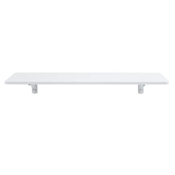 22 in. W x 44.8 in. D Laundry Room Folding Table Wall Mounted Folding Table, Work Table with Solid Wood Top, White