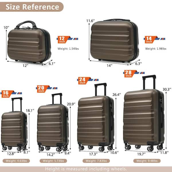 Merax 6 or more Bags 6-Piece Brown ABS Hardshell 12