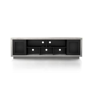Chapin 71 in. Black Particle Board TV Stand Fits TVs Up to 80 in. with Storage Doors