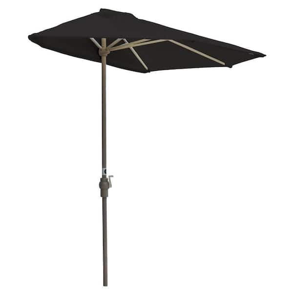 Blue Star Group Off-The-Wall Brella 7.5 ft. Patio Half Umbrella in Black Sunbrella
