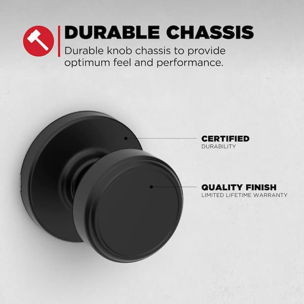 Kwikset Maven Matte Black Hall/Closet Round Door Knob 200MNK RDT