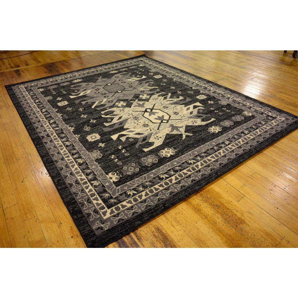 Black and Gray 8' x 10' Synthetic Rectangular Area Rug