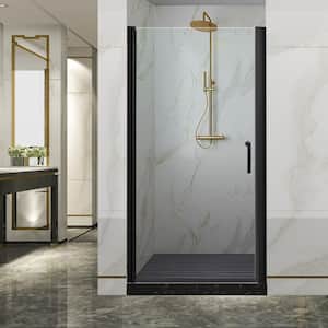 34-35.5 in. W x H 72 in. Black Frameless Pivot Shower Door with 1/4 in. Thick Tempered Glass