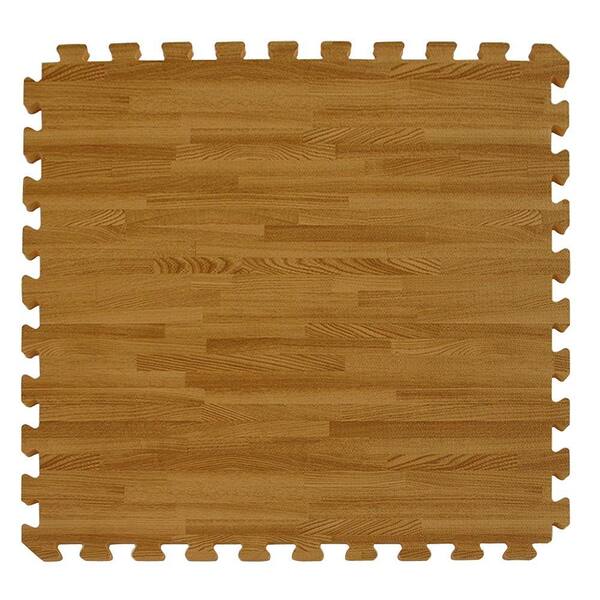 Greatmats Wood Grain Reversible Dark Wood/Tan 24 in. x 24 in. x 0.5 in. Interlocking Foam Floor Tile