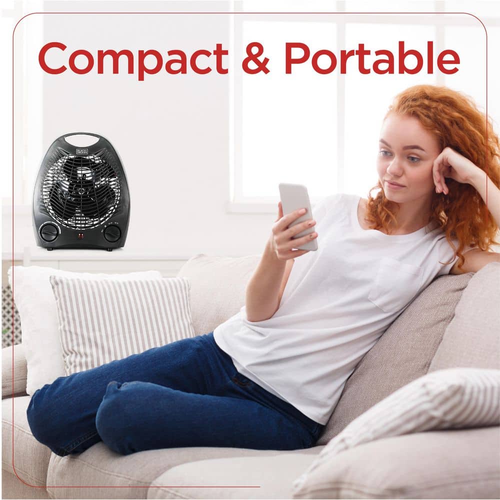 BLACK+DECKER 1,500-Watt-Max Personal Desktop Heater with Fan Setting (Black), BHD101B