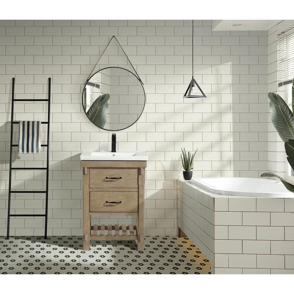 Marina Weathered Fir 24" Single Bathroom Vanity with Ceramic Top