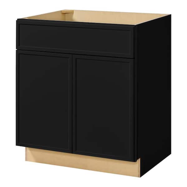 Leyton 30 in. W x 24 in. D x 34.5 in. H Ready to Assemble Plywood Slim Shaker Sink Base Kitchen Cabinet in Raven Black