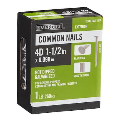 1-1/2 in. x 4D Hot Dipped Galvanized Common Nails 1 lb. (260-Count)