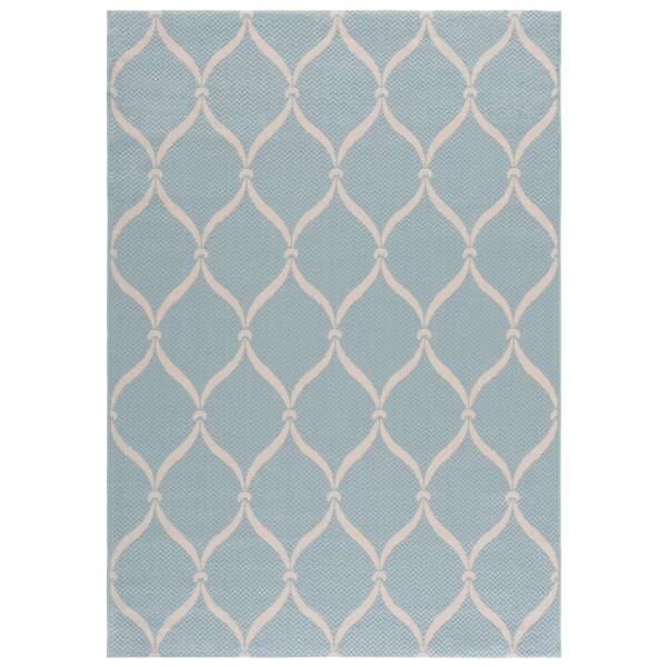 Courtyard 5 x 8 Spa/Beige Ogee Area Rug