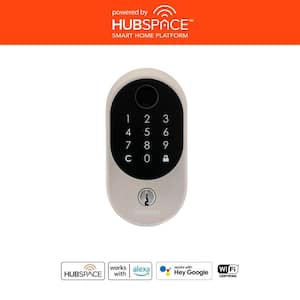 Hubspace Satin Nickel Round Biometric Fingerprint Electronic Touchpad Deadbolt
