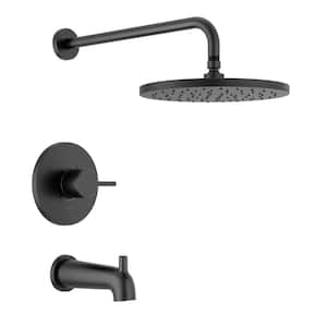 Modern 1-Handle Wall Mount Tub and Shower Trim Kit in Matte Black (Valve Not Included)