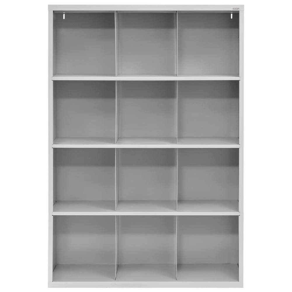 Adjustable Dove Gray Wooden 12-Compartment Storage Organizer