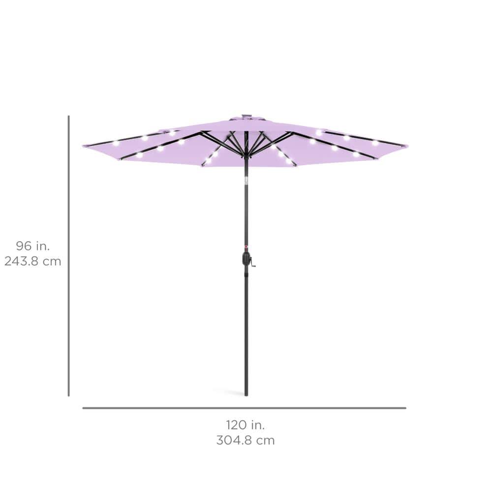Lavender 10ft Solar LED Lighted Patio Umbrella with Tilt Adjustment