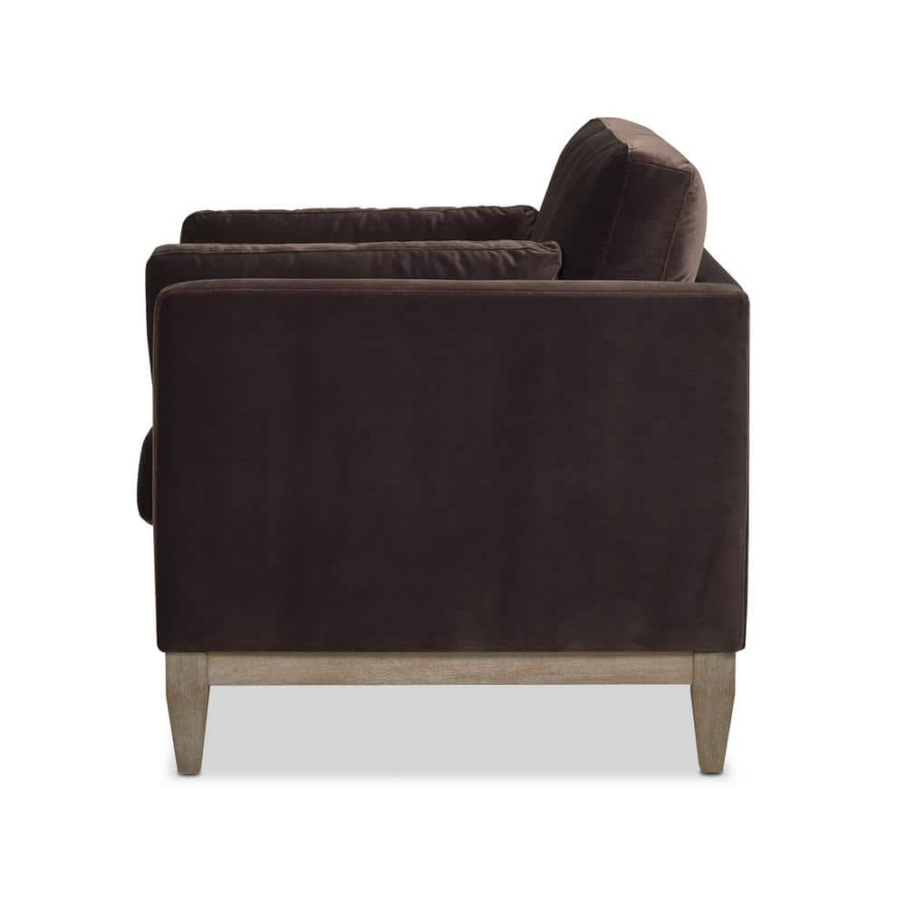 Knox Deep Brown Velvet and Wood Armchair 36"
