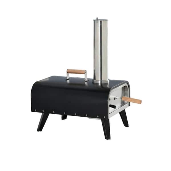 Portable Wood-Fired Outdoor Pizza Oven with Chimney, Cordierite Stone & Peel-Fast-Heating Stainless Steel Pizza Maker