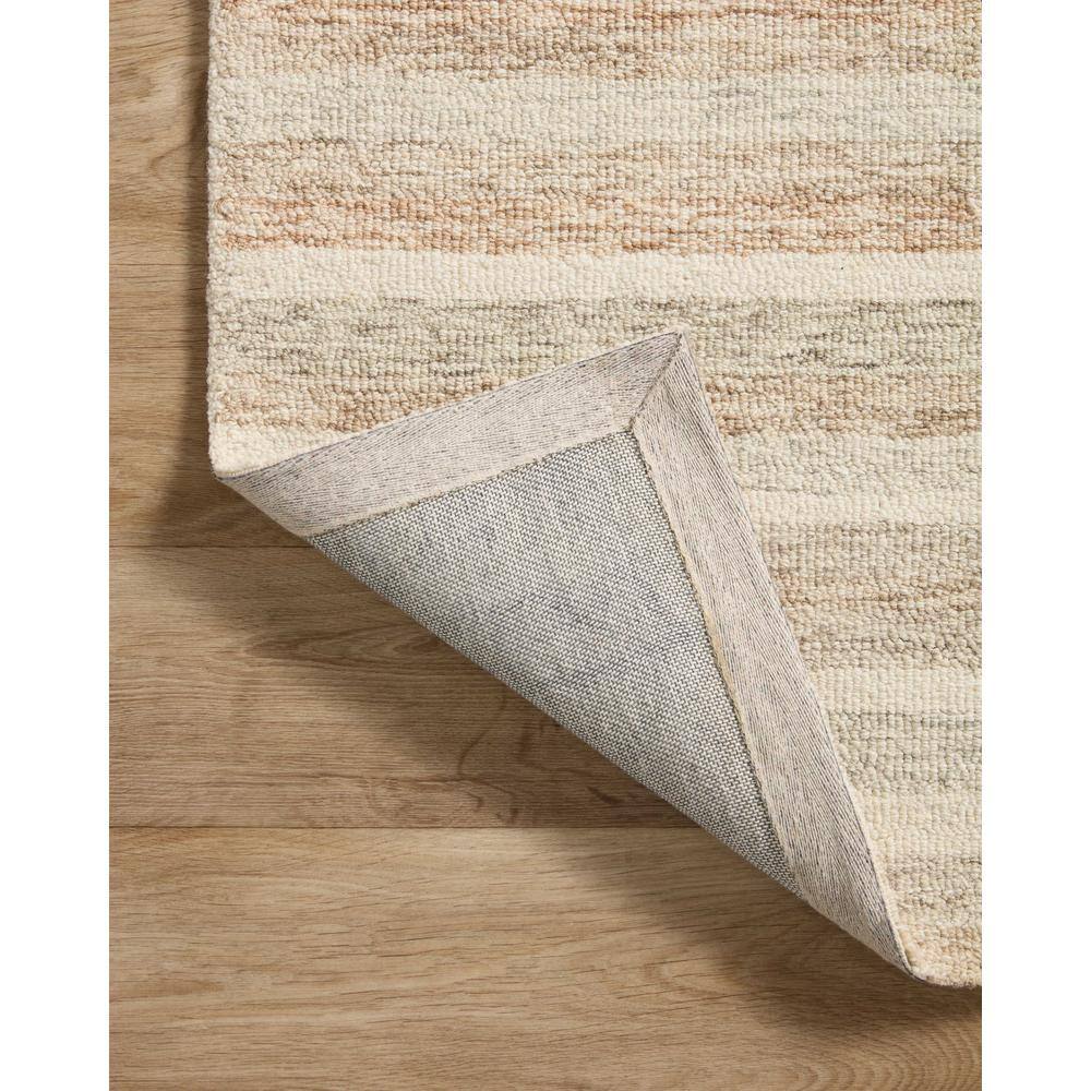 Ivory Stripe Tufted Wool Area Rug 3'6" x 5'6" Handmade and Stain-Resistant