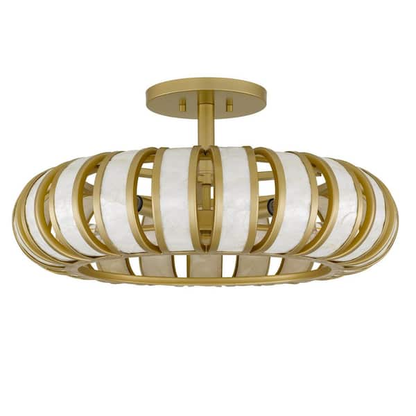 Quoizel Knight 22 in. Round Brushed Soft Gold Semi-Flush Mount