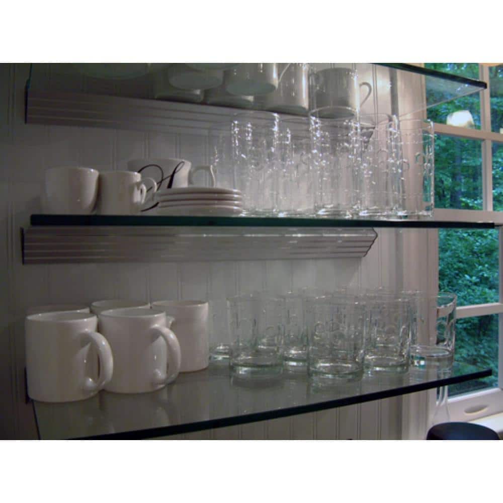 Glacier Clear Glass Floating Wall Shelf with Silver Bracket