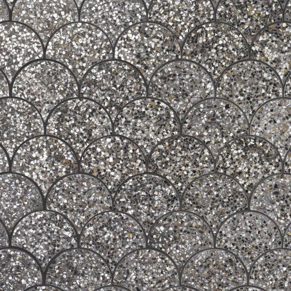 Ivy Hill Tile Shoal Fishscale Gray Pearl 9.4 in. x 11.33 in. Polished ...