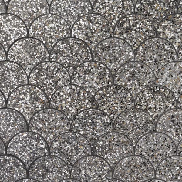 Ivy Hill Tile Shoal Fishscale Gray Pearl 9.4 in. x 11.33 in. Polished Terrazzo Floor and Wall Mosaic Tile (0.74 Sq. Ft./Each)