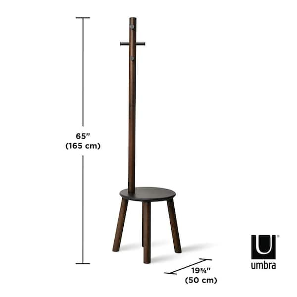 Umbra Black Walnut Pillar Freestanding Stool Coatrack 1014257 048