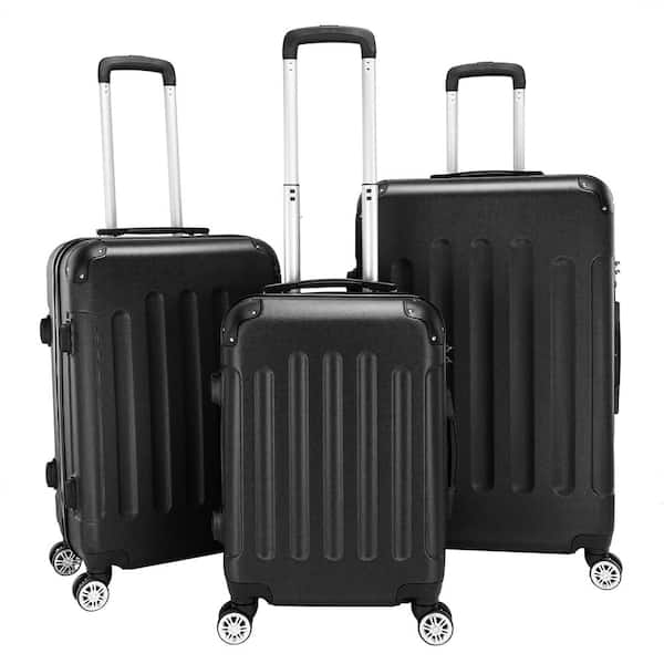 Karl home Nested Hardside Luggage Set in Classic Black, 3-Piece - TSA Compliant