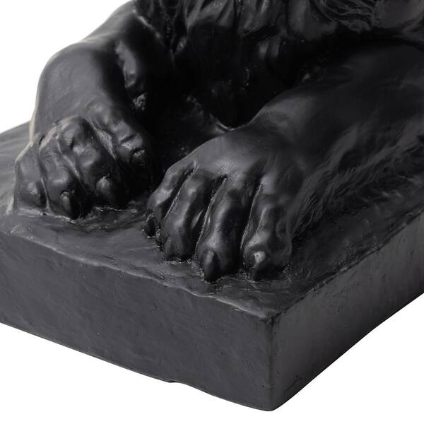 Glitzhome 21.75 in. L MGO Black Lying Lion Garden Statue