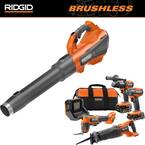 18V Brushless Cordless Battery 510 CFM 110 MPH Blower and 4-Tool Combo Kit with (2) MAX Output Batteries and Charger