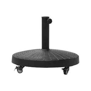 50 lbs. Steel Tube and Resin Base Patio Umbrella Base with 4 Wheels with Brakes in Black