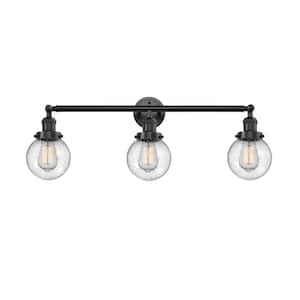 Beacon 30 in. 3-Light Oil Rubbed Bronze Vanity Light with Seedy Glass Shade