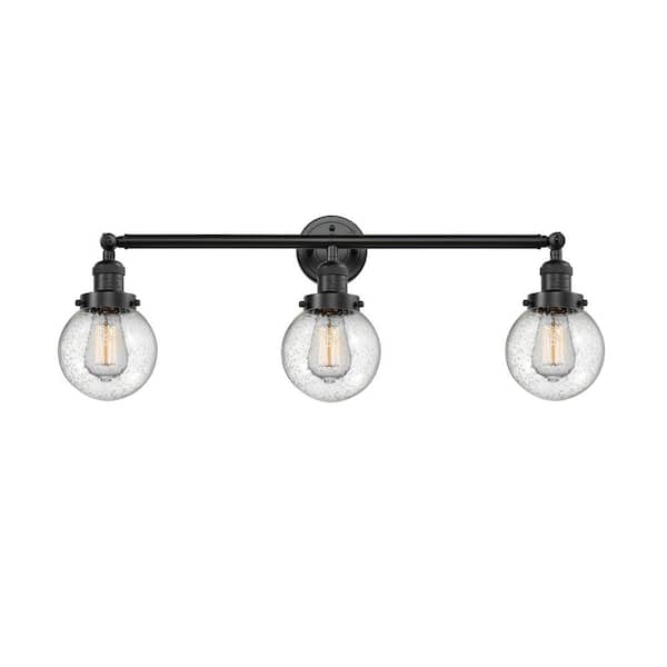 Innovations Beacon 30 in. 3-Light Oil Rubbed Bronze Vanity Light with Seedy Glass Shade