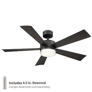 Wynd 52 in. Smart Indoor/Outdoor 5-Blade Ceiling Fan Bronze with 3000K LED and Remote Control