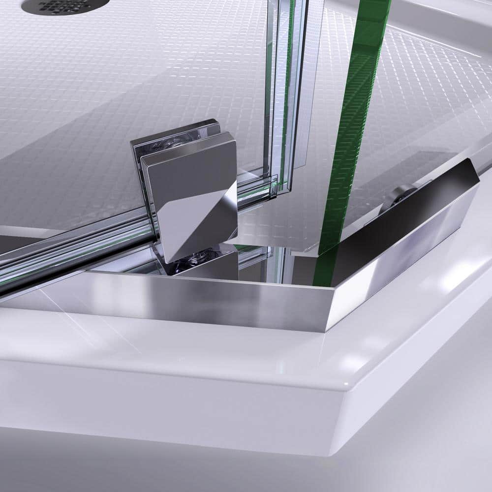 DreamLine Frameless Neo-Angle Pivot Shower Enclosure with Brushed Nickel Finish