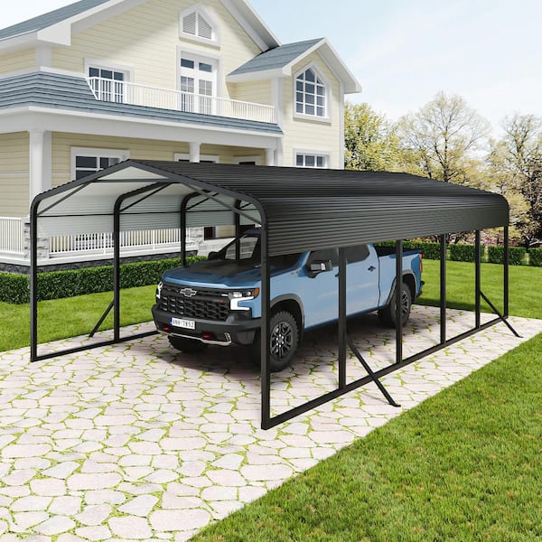 15 ft. x 25 ft. Outdoor Galvanized Steel Carport, Heavy Duty Metal Garage Canopy Car Tent Storage Shed for Car and Truck