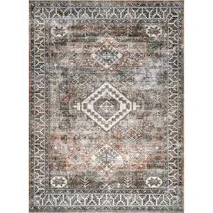 Bowie Rust 2 ft. 6 in. x 8 ft. Machine Washable Tribal Pattern Indoor Runner Rug