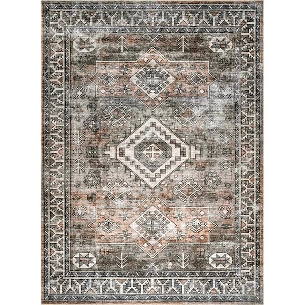 nuLOOM Bowie Rust 4 ft. x 6 ft. Machine Washable Tribal Pattern Indoor Area Rug