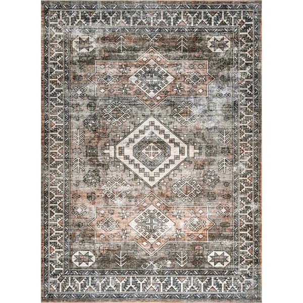 nuLOOM Bowie Rust 2 ft. 6 in. x 8 ft. Machine Washable Tribal Pattern Indoor Runner Rug