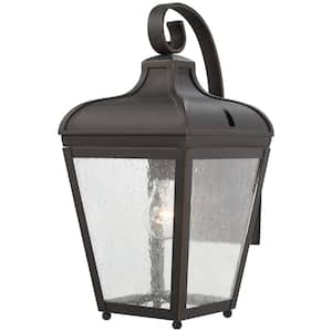 Marquee 1-Light Oil Rubbed Bronze with Gold Highlights Outdoor Wall Lantern Sconce